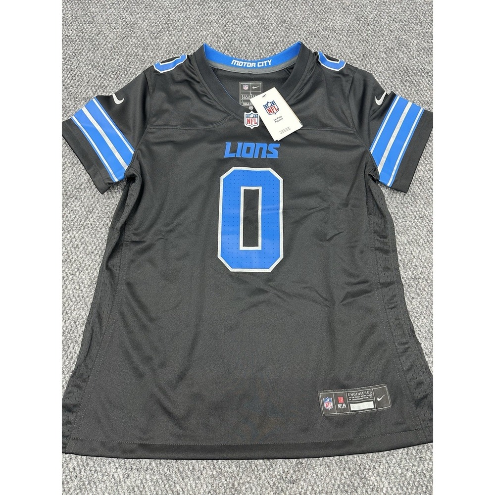Jahmyr Gibbs Detroit Lions Nike NFL  Jersey Black - Women's Large • New $130 - Picture 2 of 9